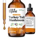 Wild & Organic Turkey Tail Mushroom Tincture - Σταγόνες στήριξης του ανοσοποιητικού με εκχύλισμα ουράς Τουρκίας - Συμπλήρωμα υγρού μανιταριών για την υποστήριξη των ούρων - Vegan, Sugar & Alcohol-Free - 4 fl oz