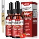 Triple Magnesium Complex Supplement, Μαγνήσιο Γλυκινικό, Blend, Κιτρικό Υγρές σταγόνες 1000mg με Ashwagandha, CoQ10, Βιταμίνη B6, C, D, Ψευδάργυρος - Υποστήριξη Ηρεμία Άγχος Ανακούφιση, Οστών, μυών, Mood 2 Pack