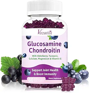 Glucosamine Chondroitin Gummies - Glucosamine Gummies με MSM, Turmeric & Boswellia, Cartilage Υποστήριξη, Κοινή Δομή & Ιστός, Κοινό συμπλήρωμα υποστήριξης για άνδρες και γυναίκες - 60 Cts