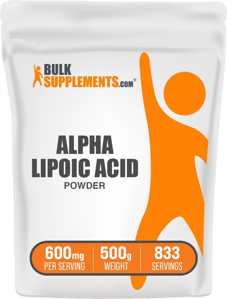 BulkSupplements.com Alpha Lipoic Acid Powder - ALA Supplement, Antioxidant Supplement - Χωρίς γλουτένη, 600mg ανά Σερβίρισμα, 500g (1.1 lbs) (πακέτο των 1)