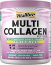 Multi Collagen Peptides Powder Type I II III V X, Hydrolyzed Collagen Protein for Women and Men, Skin, Hair, Nails, Unflaved, Non-GMO, Keto & GF, Zero Sugar, 45 Servings, 16oz
