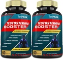 2 συσκευασίες των 60caps Testosterone Συμπληρώματα Booster για άνδρες, ισοδύναμο με 10000mg - Φυσική Σταμίνα, Αντοχή & Ενίσχυση συμπλήρωμα - Ανάπτυξη των μυών, Αύξηση της Απόδοσης, Ενέργεια