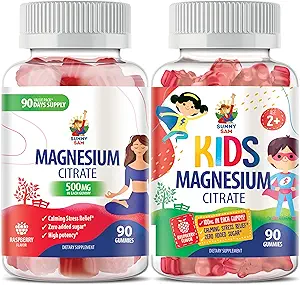 SUNNY SAM Magnesium Gummies for Kids & Magnesium Gummies for Adults - 500mg - Calm Magnesium Chews - Magnesium Citrate Chewable Supplement for Mood & Muscle Support