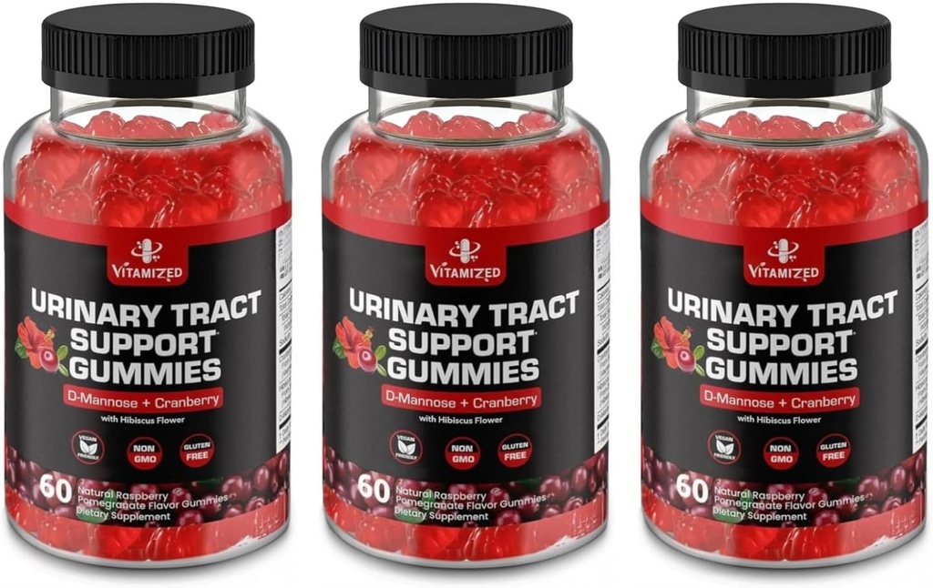 Δυναμικό Cranberry Gummies 1500mg με D Mannose - ούρα Φυλλαδική Υγεία για γυναίκες και άνδρες, ούρα Flush & Bladder Fast-Active Υποστήριξη Συμπληρώματα με Hibiscus σκόνη, 180 Count