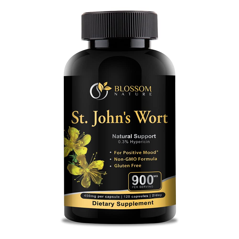 St Johns Wort 900mg-Mood Συμπλήρωμα Υποστήριξης *-Calm Συμπληρώματα *-120 Φυτικά St Johns Wort Κάψουλες (2 Μήνες Προμήθεια),450mg Vegan, Μη ΓΤΟ St. John's Wort (Hypericum Perforatum),0,3%Hypericin per Cap