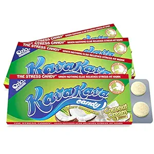 Kava Kava Candy - 8 Kava Candies Per Pack, συμπλήρωμα ανακούφισης από το άγχος εκχυλίσματος Kava, φυσικό Kava Root Chill Happy Pill, Ενθαρρύνει θετική διάθεση - Coconut Cream Flavor, 4 συσκευασίες