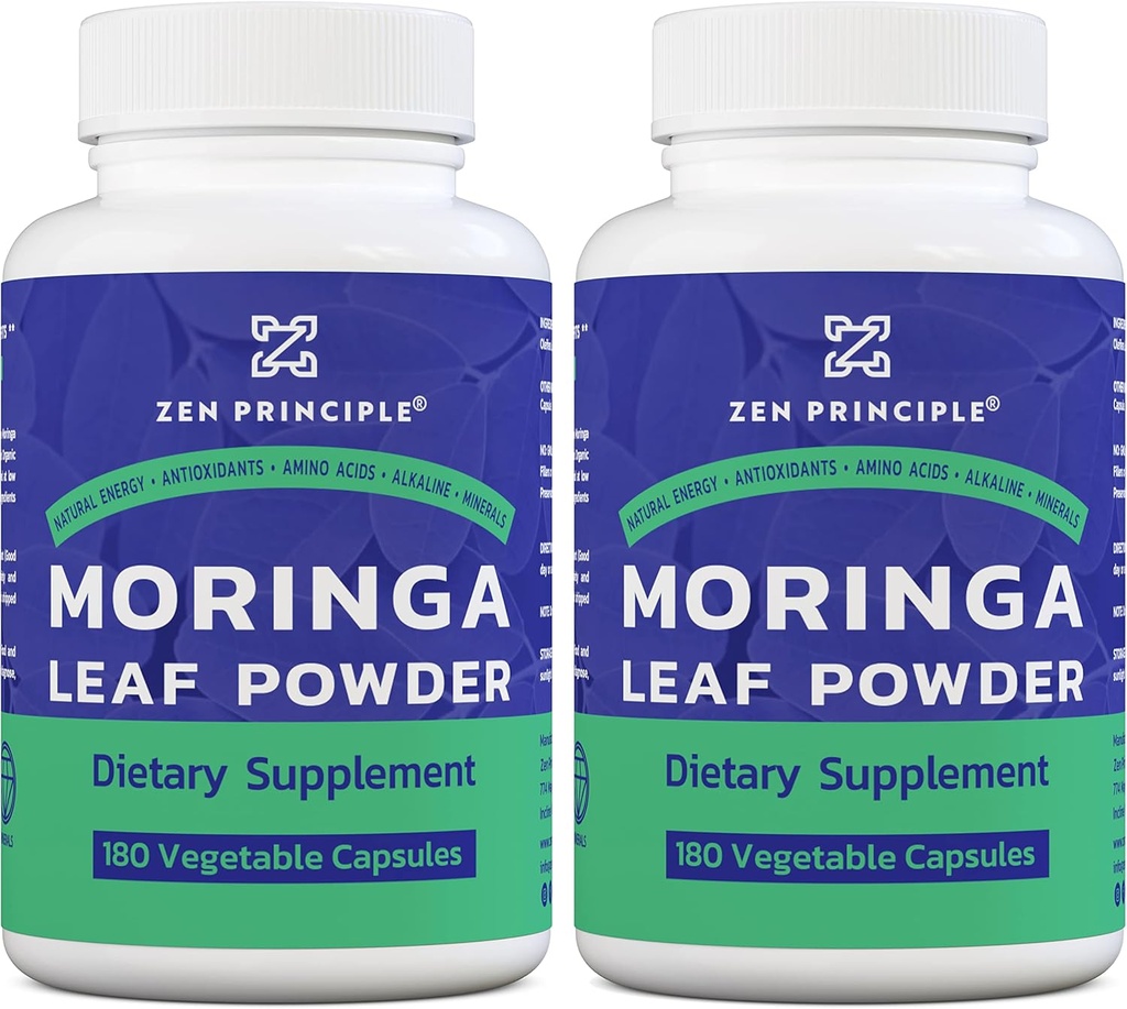 Αρχή Zen Organic Moringa Oleifera. Υπερ-Πρέμιο. Παρέχει μια All Natural Energy Boost και Multi-Vitamin. Ένα ωμό Superfood, Vegan, Χωρίς ΓΤΟ και Χωρίς Γλουτένη. 360 κάψουλες.