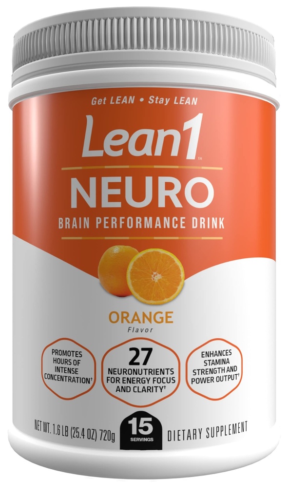 Lean1 Neuro, Mental Energy Powder Drink, πορτοκαλί γεύση, 15 σερβιρίσματος μπανιέρα από τη διατροφή53