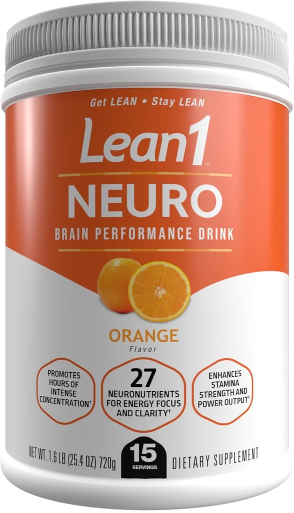 Lean1 Neuro, Mental Energy Powder Drink, πορτοκαλί γεύση, 15 σερβιρίσματος μπανιέρα από τη διατροφή53