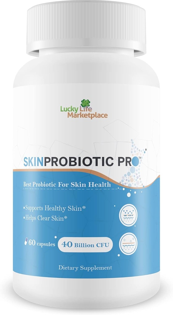 Skin Probiotic Pro - Υποστήριξη Υγιεινού Δέρματος από το Inside Out με ένα Probiotic Skin Health Support - Βοήθεια Υποστήριξη Μειωμένη Blemises, σπυράκια, ερυθρότητα - Προβιοτικά για Hydrated & Healthy Looking Skin