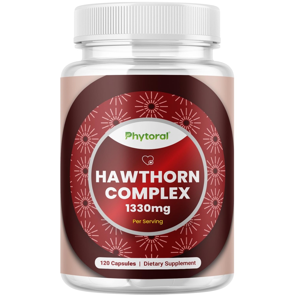 Υψηλής αντοχής κάψουλες καρπού Hawthorn - καθαρό αντιοξειδωτικό συμπλήρωμα καρπού Hawthorn με εκχύλισμα φύλλων & λουλουδιών 4:1 για την υγεία της καρδιάς & την πέψη - Ενεργειακή υποστήριξη για άνδρες & γυναίκες - 120 Count Pack