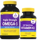 InnovixLabs Βιταμίνη K2 & Τρίκλινο Omega Bundle Full Spectrum Vitamin K2 (90 Softgels) Τριπλή Δύναμη Ωμέγα-3 Fish Oil (200 Softgels). Υποστηρίζει υγιή οστά, αρτηρίες και αρθρώσεις. *