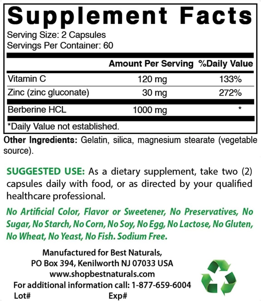 Best Naturals Berberine Plus 1000mg & Χρώμιο Picolinate 1000mcg