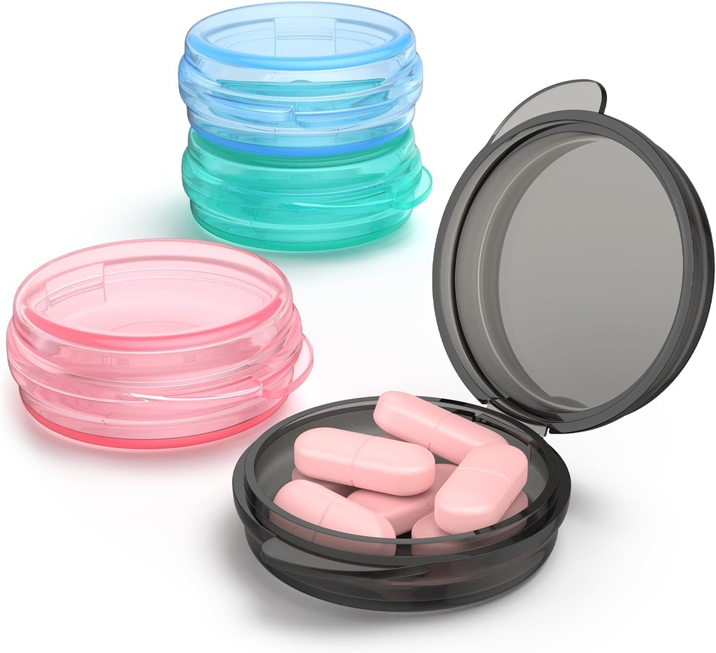 Μικρό κουτί χαπιών, (4 Πακέτο) Travel Pill Υπόθεση Φορητό ημερήσιο διοργανωτής χαπιών Mini Medicine Αποθήκευση εμπορευματοκιβωτίων για Pocket Purse Cod Συκώτιο αποθήκευσης λαδιού Θήκη πρίζα