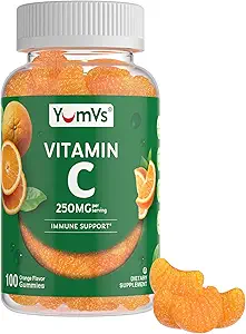 Βιταμίνη C Gummies για Ενήλικες - 250 mg Yummy Vitamin C Gummy - VIT C Gummies - Συμπλήρωμα Ανοσολογικής Υποστήριξης - Πορτοκαλί Γεύση Kosher, Χαλάλ, Χωρίς Γλουτένη (100 Count)