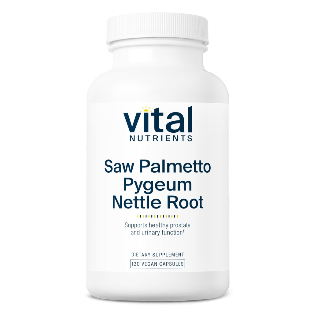 Vital Nutrients Saw Palmetto με Pygeum & Nettle Root - Vegan Saw Palmetto για άνδρες υποστηρίζει υγιή Prostate λειτουργία* - Γλουτένη, γαλακτοκομικά, χωρίς σόγια - 120 κάψουλες