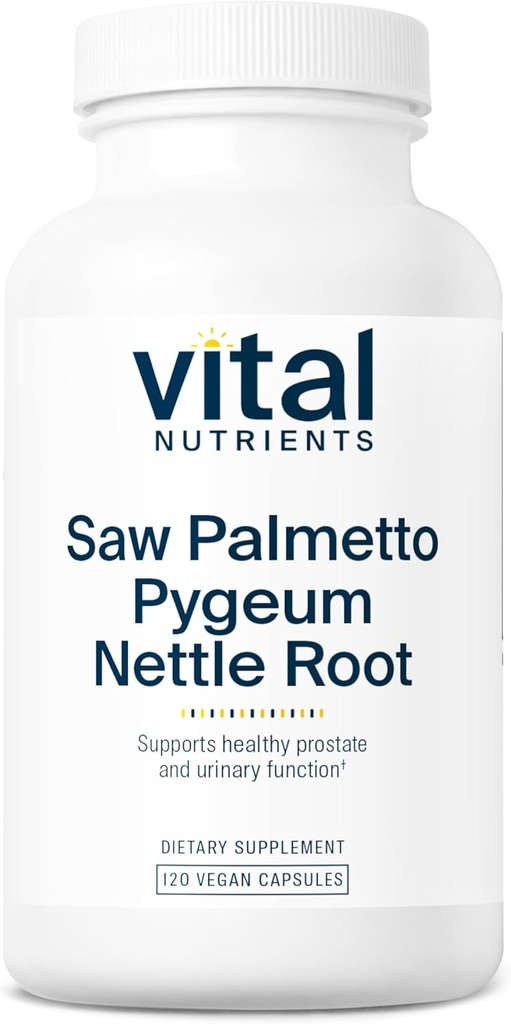 Vital Nutrients Saw Palmetto with Pygeum & Nettle Root - Vegan Saw Palmetto for Men Supports Healthy Prostate Function* - Gluten, Dairy, Soy Free - 120 Capsules