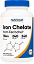 Nutricost Chelated Iron (από Ferrochel) 18mg, 240 κάψουλες - Χωρίς γλουτένη, μη ΓΤΟ συμπλήρωμα χημικού σιδήρου