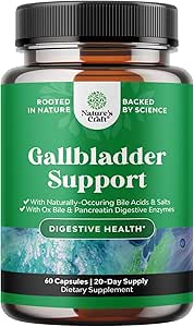 Ox Bile Salts for Gallbladder Support - Purified Bile Salts Supplement with Pancreatin Digestive Enzymes Ox & Betaine HCL - Supplements for No Gallbladder & Digestive Health 20 Days