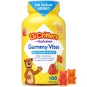 L’il Critters Gummy Vites No Sugar Added Daily Gummy Multivitamin for Ages 2+ Toddlers & Kids, Vitamin C, D3 for Immune, Strawberry and Orange Flavors, 100 Gummies