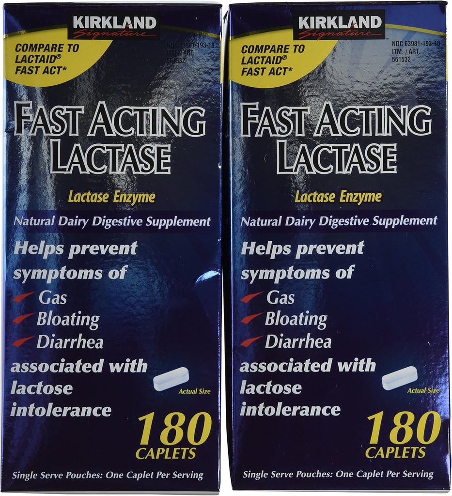 Υπογραφή Kirkland ταχείας δράσης Lactase, (2 Pack), 360 Ct Caplets