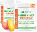 GOBIOTIX Super Greens και Reds Powder - Κόκκινο και Πράσινο Superfood - Probiotic Supplement - Digestive Enzymes και Beet Root Powder - Organic Whole Foods Dietary Supplement (Mango, 2 Pack)