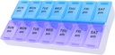 7 ημέρα εβδομάδα AM Pill Organizer, ShysTech μεγάλο κουτί χάπια περίπτωση για χάπια Βιταμίνη Συμπληρώματα φαρμακευτική αγωγή (Purple / μπλε)