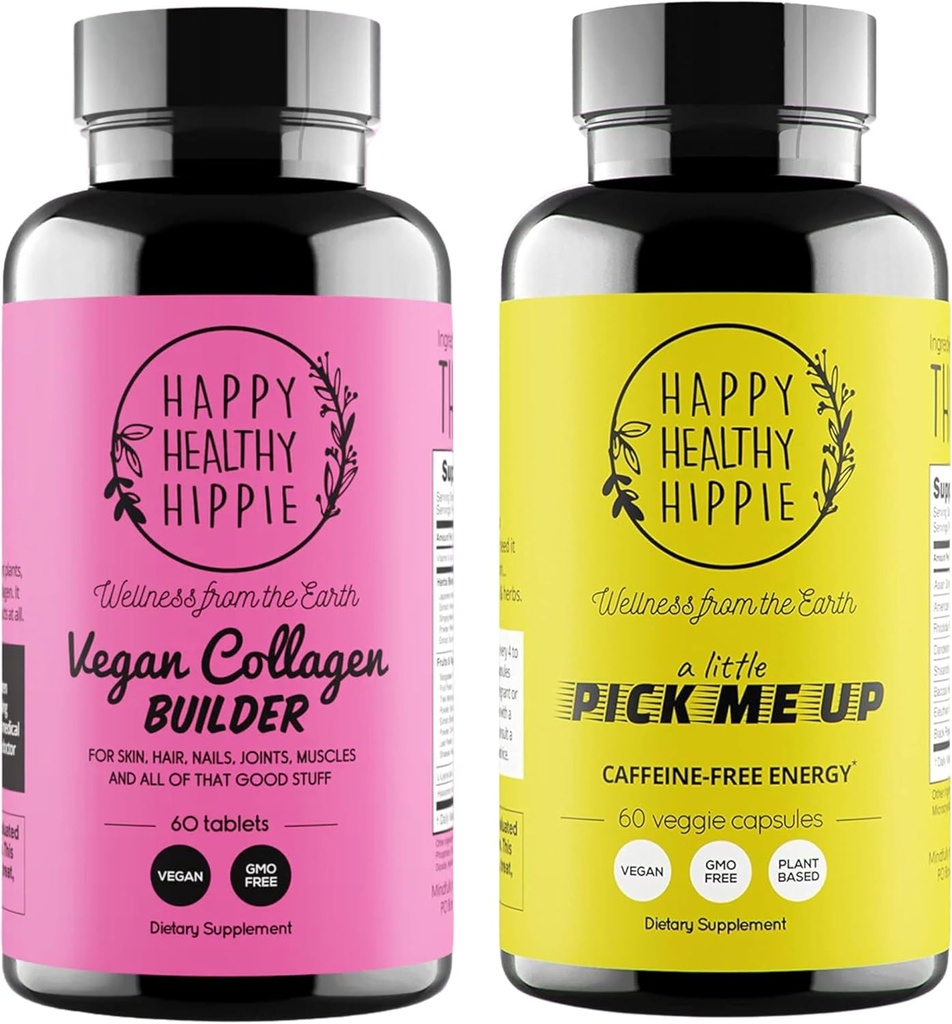 Happy Healthy Hippie pick me Up Χάπια Φυσικής Ενέργειας & Vegan Collagen Builder