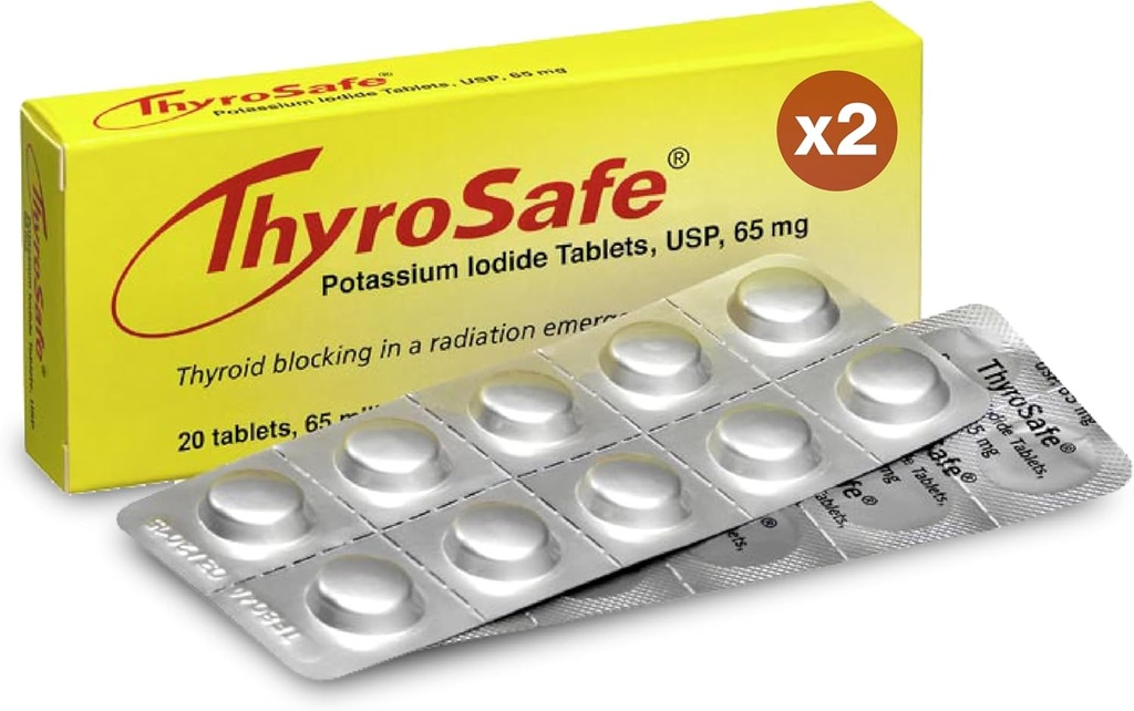 65mg ιωδιούχα δισκία καλίου (40 συσκευασία) - Προστατεύει το θυρεοειδές σας από την έκθεση σε πυρηνική ακτινοβολία