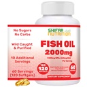 SHIFAA NUTRITION Halal Fish Oil 2000mg Softgels με 360mg EPA & 240mg DHA. 100 Wild Caught & Non-GMO Omega 3 Softgels for Heart & Brain Health. Άψογο, εύκολο να Swallow ιχθυέλαιο Ωμέγα 3 συμπληρώματα