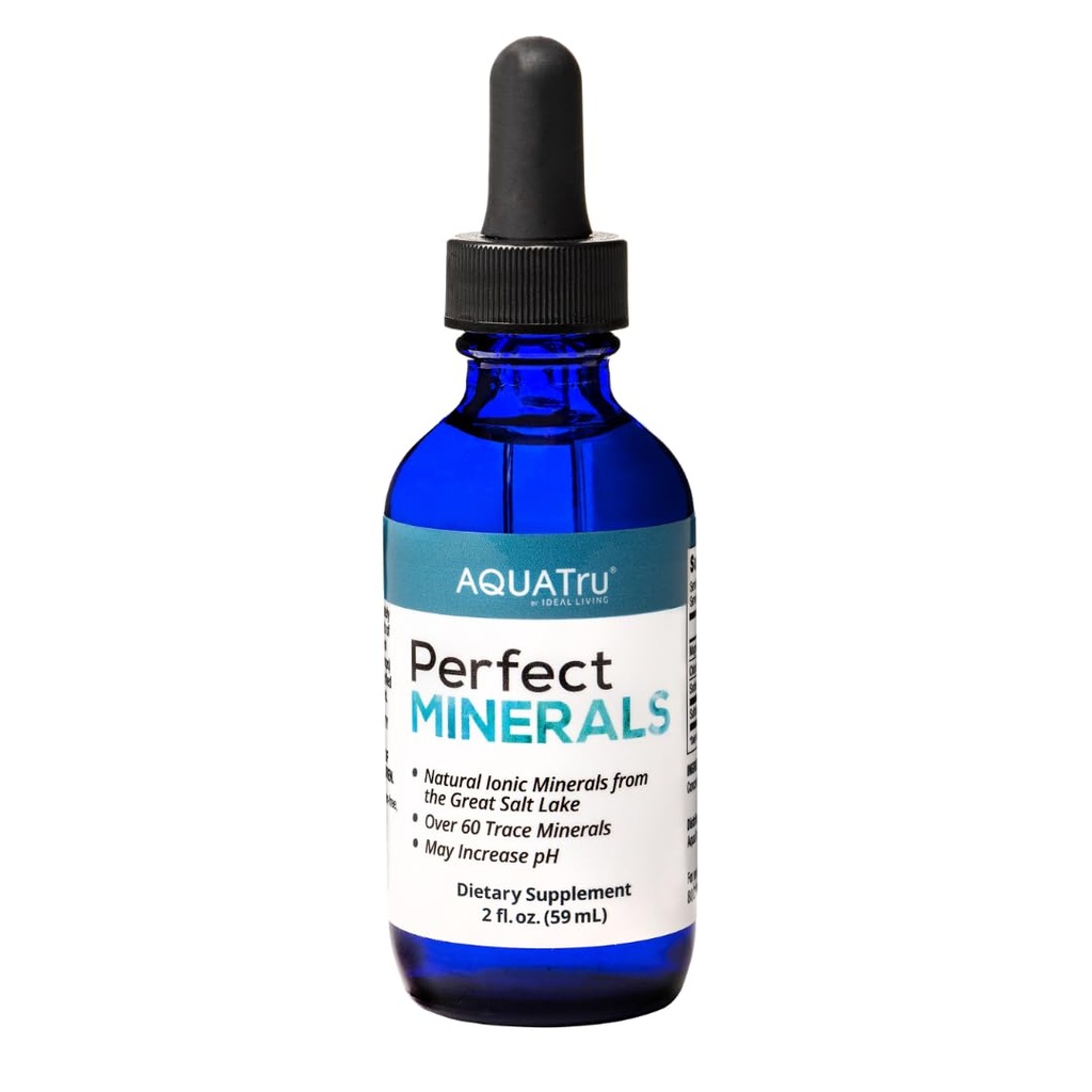 AquaTru Perfect Minerals – Mineral Drops for Water – Enrich with 72 Trace Minerals Including Magnesium, Zinc & Calcium – 60ml Bottle Mineralizes Up to 230 Liters of Water