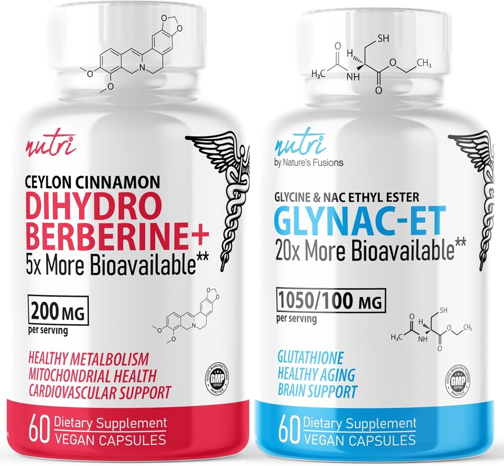 Φιάλες της φύσης Διυδροβερβερίνη 200mg (60 κάψουλες) - GlyNAC-ET (60 κάψουλες) Bundle