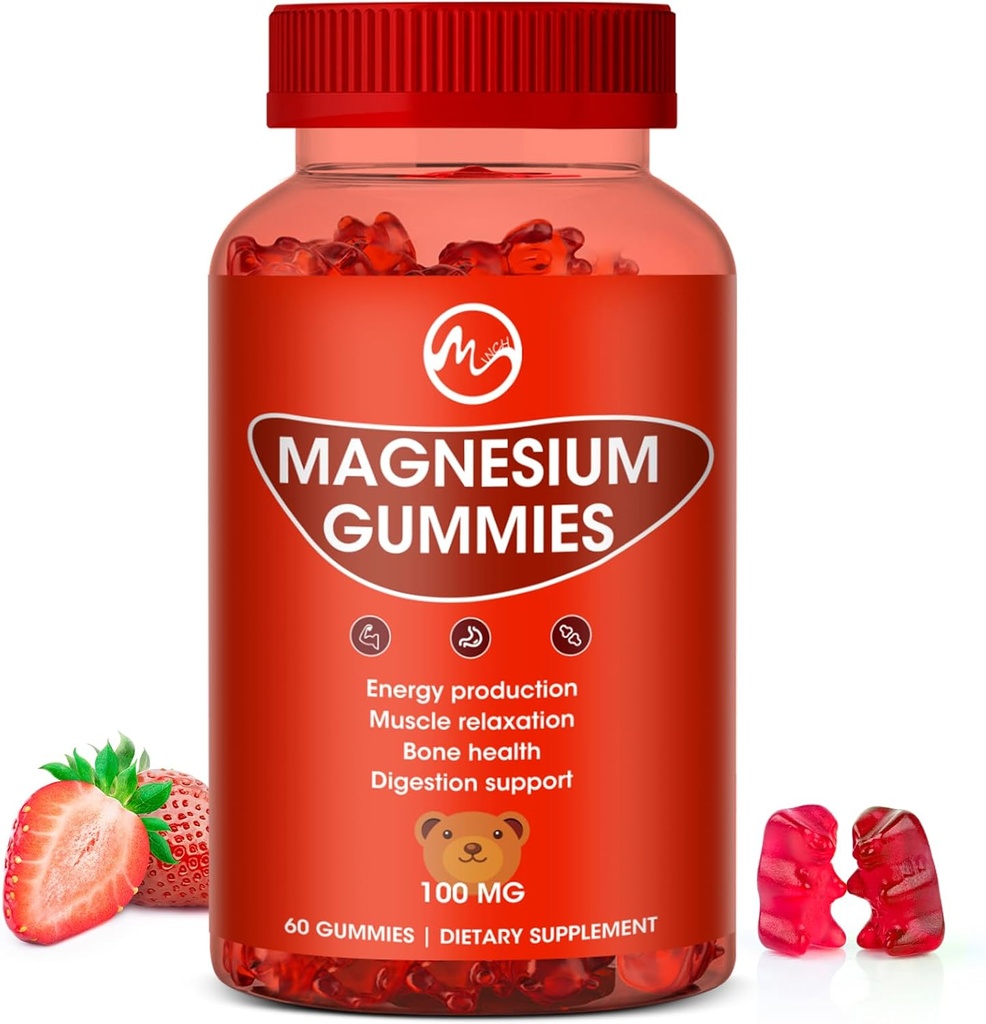 Μαγνήσιο Gummies 100mg Υψηλής Δύναμης - Φρουτώδη Γεύσεις Gummy Bear, Healthy Mineral Συμπληρώματα Προάγει τους μυς, την ενέργεια και την πέψη