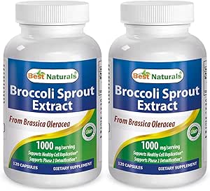 Best Naturals Broccoli Sproout Extract 1000mg ανά σερβιρίσματος - 120 κάψουλες (πακέτο του 2)