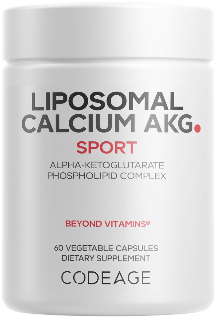 Codeage Liposomal Calcium AKG Supplement - Α-Κετογλουταρικό ασβέστιο - 2-μηνη Προμήθεια - Λιποσωμική Παράδοση - 1 Κάψουλα ανά υπηρεσία - Μη ΓΤΟ, Χωρίς Γλουτένη - 60 Κάψουλες