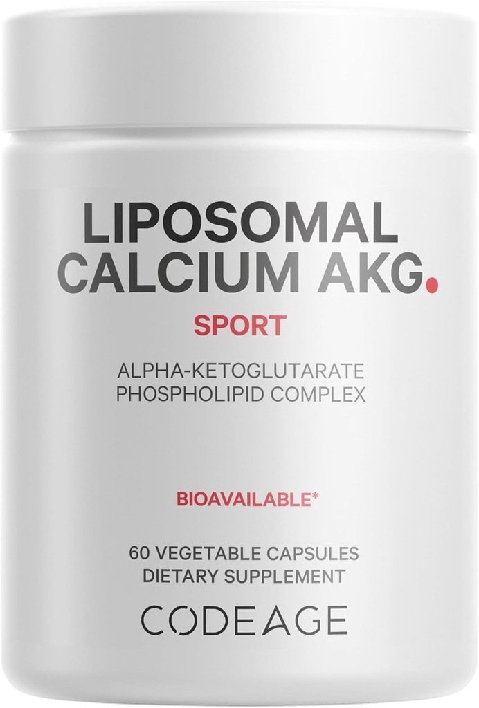 Codeage Liposomal Calcium AKG Supplement - Α-Κετογλουταρικό ασβέστιο - 2-μηνη Προμήθεια - Λιποσωμική Παράδοση - 1 Κάψουλα ανά υπηρεσία - Μη ΓΤΟ, Χωρίς Γλουτένη - 60 Κάψουλες