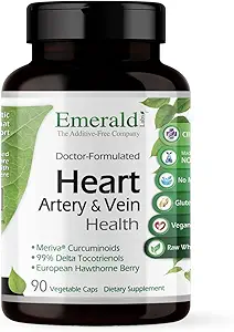 Emerald Labs Heart, Artery & Vein Health - Heart Health Support with Hawthorn Berry, Meriva Turmeric, Βιταμίνη K2 ως Vital Delta MK-7 & More - Χωρίς γλουτένη - 90 κάψουλες λαχανικών (30-Ημέρα προσφοράς)