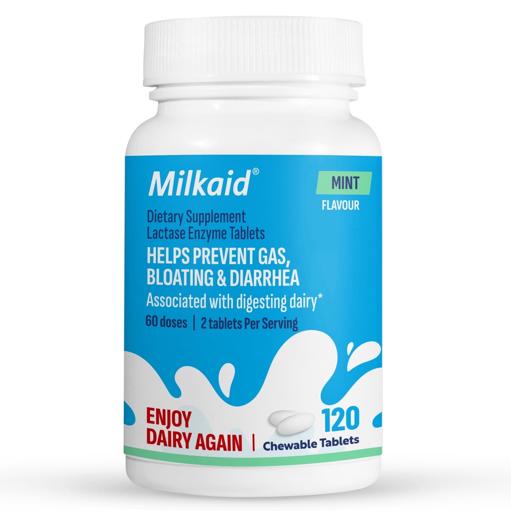 Milkaid Lactase Enzyme Chewable Tablets for Lactose Inανεκτικό διάλυμα 