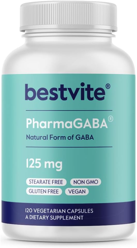 BESTVITE PharmaGABA (120 Veggie Caps) - Φυσικό συμπλήρωμα GABA - Δεν Stearates - Vegan - Μη ΓΤΟ - Χωρίς γλουτένη