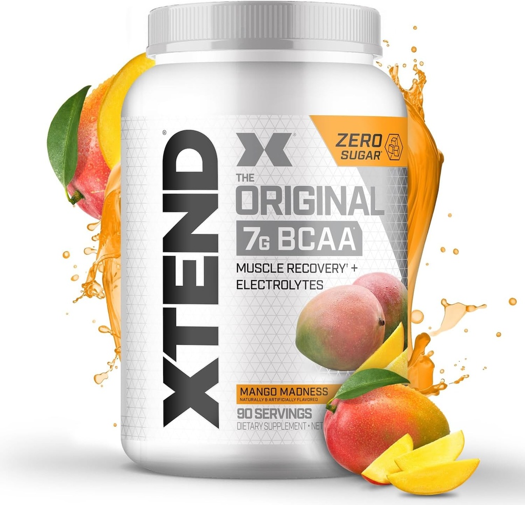 XTEND Original BCAA Powder Mango Madness | Sugar Free Post Workout Muscle Recovery Drink with Amino Acids | 7g BCAAs for Men & Women | 90 Servings