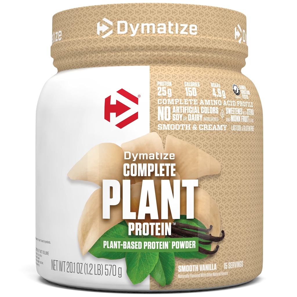 Dymatize Vegan πρωτεΐνη φυτών, ομαλή βανίλια, 25g πρωτεΐνη, 4,8g BCAAs, Πλήρης Amino προφίλ οξέος, 15 εξυπηρετούν