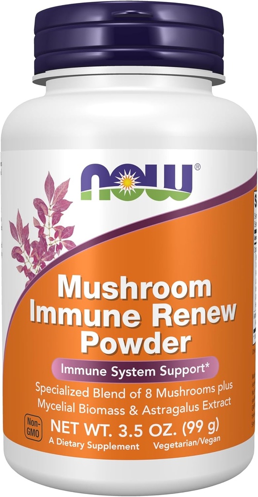 NOW Foods Supplements, Mushroom Immune Renew with Astragalus Root Extract, Immune System Support*, 3.5-Ounce