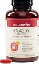 NatureWise CoQ10 200mg + Black Pepper Softgels - Υψηλή Απορρόφηση Συνένζυμο Q10 + Μαύρο Πιπέρι - Αντιοξειδωτικό για την Καρδιά Υγεία + Κυτταρική Ενέργεια - Vegan, Μη Γλουτένη Χωρίς - 200 Count[200-Day Supply]