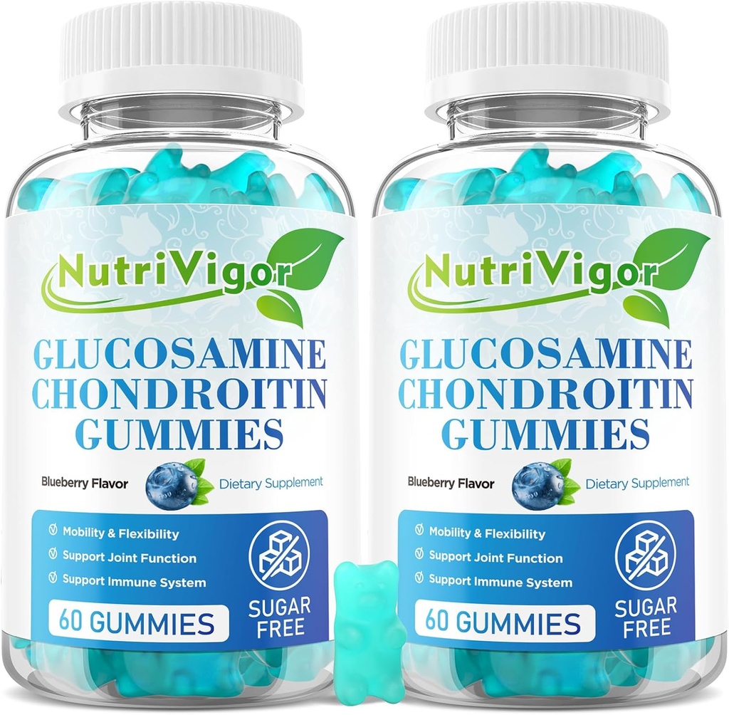 Γλυκοζαμίνη Chondroitin Gummies, Πρόσθετη ενίσχυση από κοινού συμπλήρωμα υποστήριξης με MSM & Elderberry, Κοινό συμπλήρωμα υποστήριξης για ενήλικες, άνδρες και γυναίκες, Blueberry Flavor, 120 Count