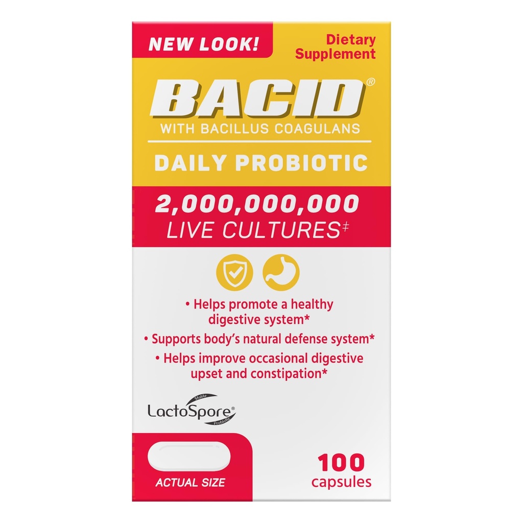 Bacid Daily Probiotic με Bacillus Coagulans, Συμπλήρωμα διατροφής για Digestive Health, 100 Κάψουλες