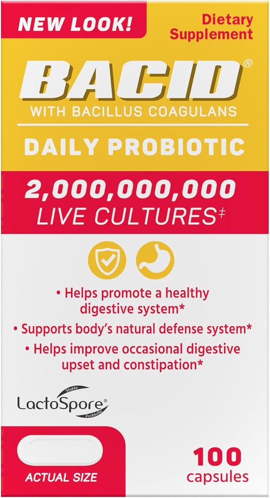 Bacid Daily Probiotic με Bacillus Coagulans, Συμπλήρωμα διατροφής για Digestive Health, 100 Κάψουλες