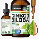 BIO KRAUTER Ginkgo Biloba Extract - Υγρό Ginkgo Biloba Συμπληρώματα για τον εγκέφαλο - Vegan, Αλκοόλ & Ζάχαρη Χωρίς - 2 Fl Oz