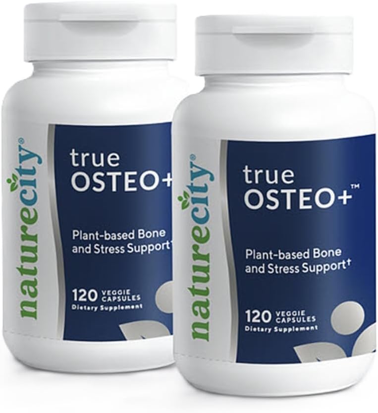 NatureCity True-Osteo+ Υποστήριξη των οστών με Ashwagandha – για τη δύναμη και την πυκνότητα – Φυτοβασισμένο ασβέστιο με οργανική άλγηCal, μαγνήσιο, βιταμίνη D3, K2, Silicon & Stress Υποστήριξη 