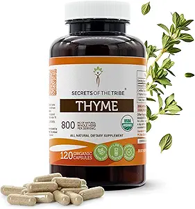 Secrets of the Tribe Thyme 120 Capsules, 800 mg, USDA Organic Thyme (Thymus Vulgaris) Dried Leaf (120 Capsules)