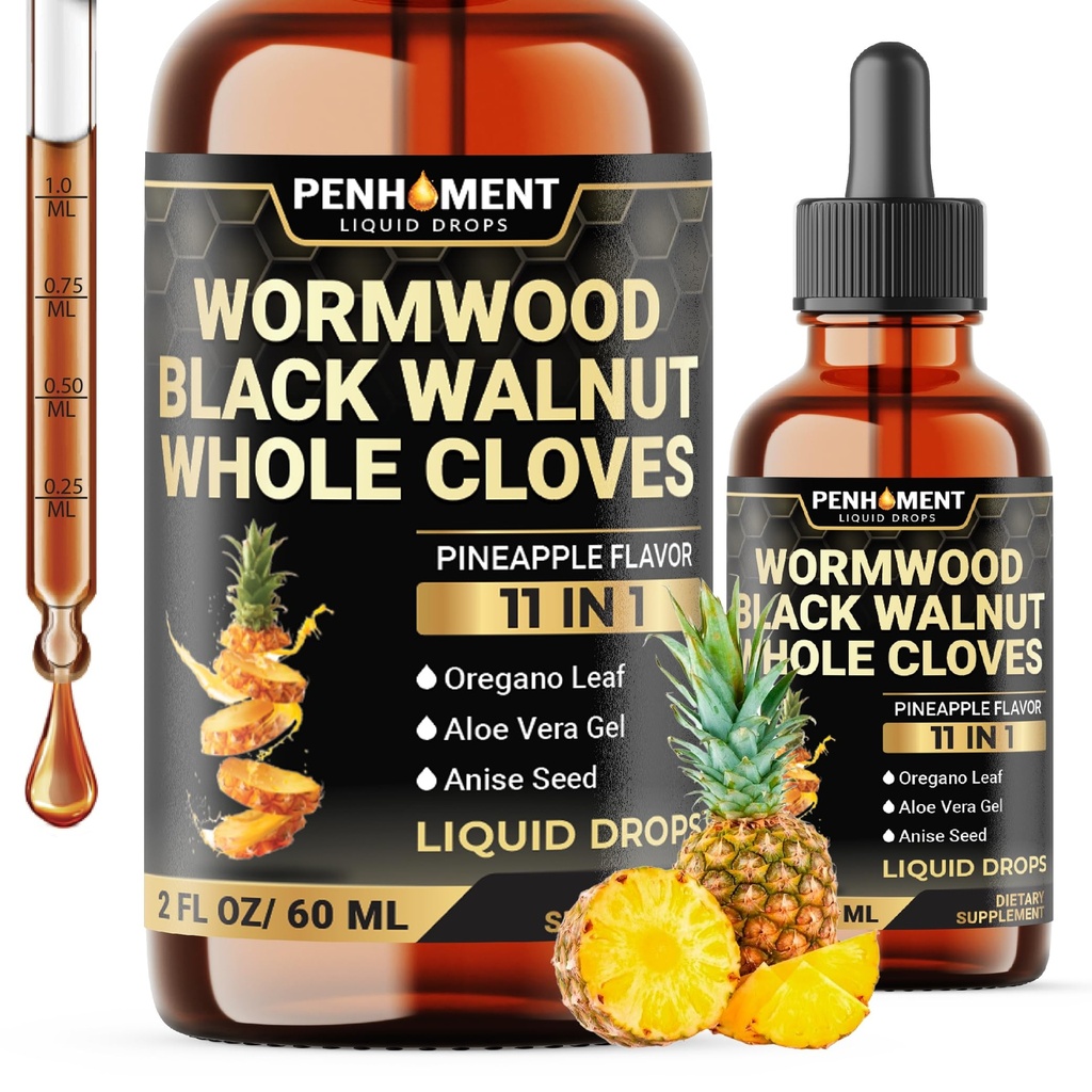 11in1 2100mg Μαύρο γαρύφαλλο Walnut Wormwood Tinture, Oregano & 7 Περισσότερα - Υγρές σταγόνες Wormwood -Pineapple Flavor - 2 OZ FL - 60 ημέρες προσφοράς
